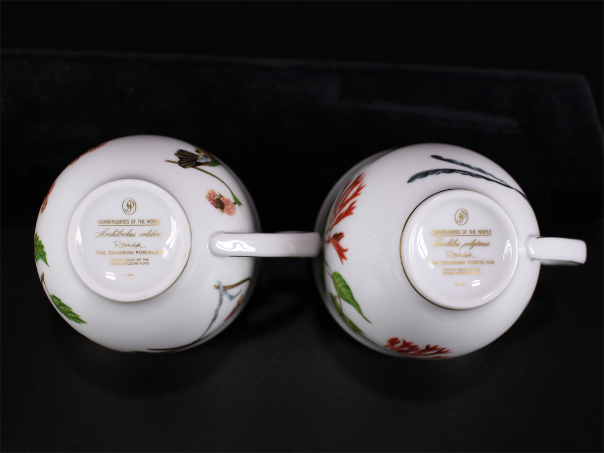 CE958 コーヒー、ティー兼用 【FINE BAVARIAN PORCELAIN】 カップ＆ソーサー 2組 4点セット／美品！ｈの画像4