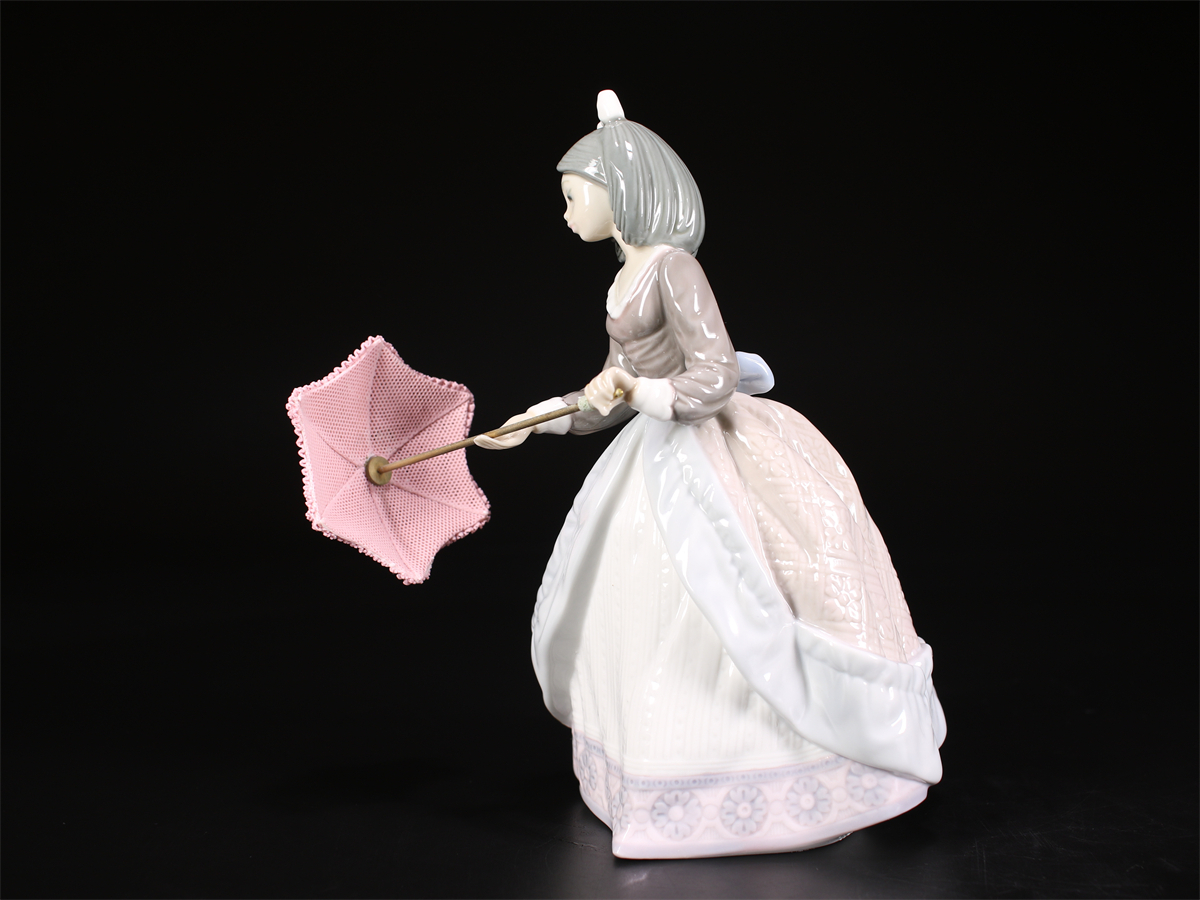 CE822 LLADRO 【リヤドロ】 磁器人形 傘美少女 置物 高19.5㎝／美品！ｚ_画像2