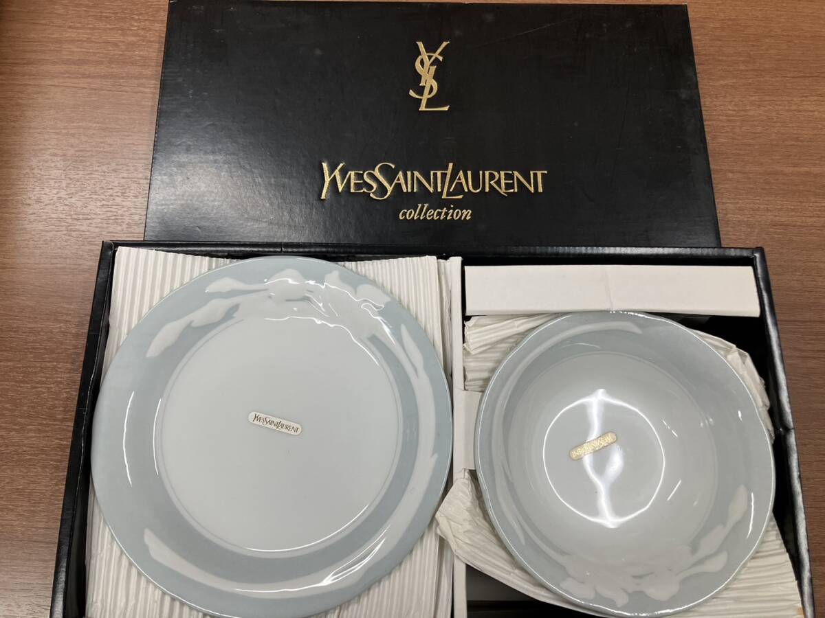 YVES SAINT LAURENT プレート 平皿 デザート皿 ボウル皿 サラダ皿 各5客 セット 中皿 洋食器 陶器 保管品 イブサンローラン YSL　管3710_画像1