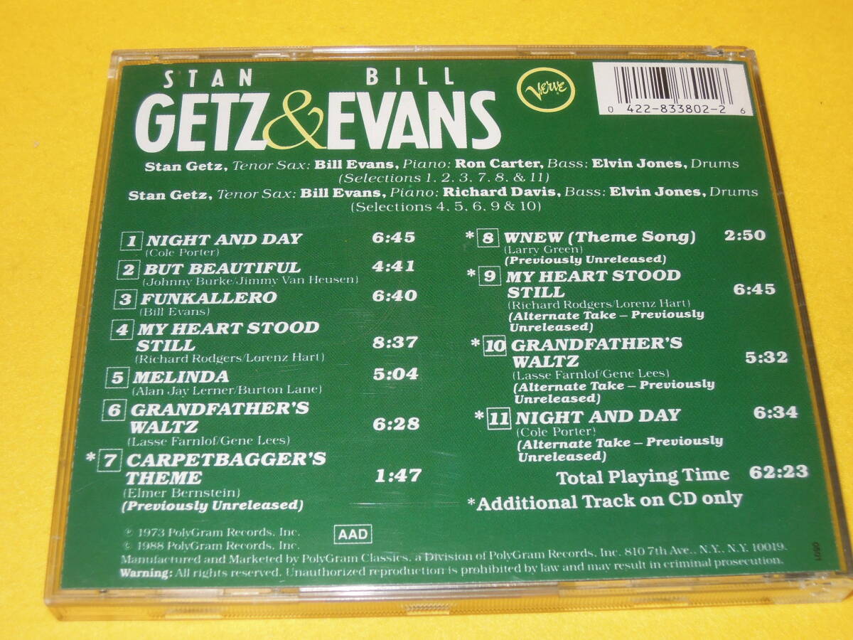 スタン・ゲッツ ＆ ビル・エヴァンス STAN GETZ & BILL EVANS CD 輸入盤 アルミ蒸着 833 802-2_画像2