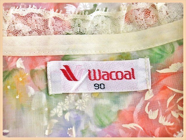 CA6-362＃//新品同様♪Wacoal/ワコール♪バスト110㎝の超グラマーサイズ♪フェミニンでかわいらしい総花柄♪ネグリジェ※▲_画像5