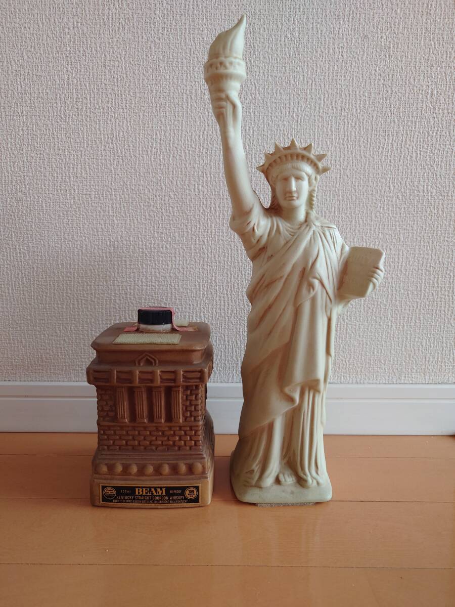 送料無料 古酒 ジムビーム バーボンウイスキー 自由の女神像ボトル 750mlの画像3