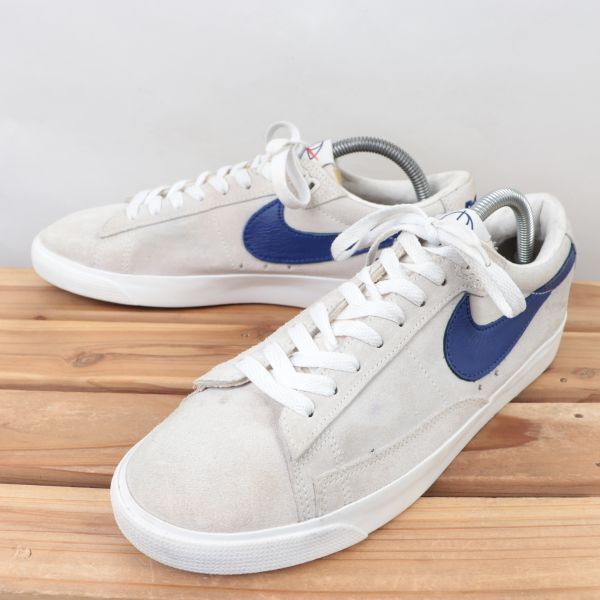 z1364 ナイキ SB ブレーザー ロー US8.5 26.5cm/灰 グレー 紺系 NIKE SB ZOOM BLAZER LOW ポーラー スケート メンズ スニーカー 中古_画像1