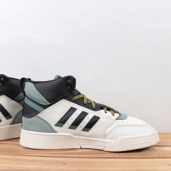 z1573 アディダス ドロップ ステップ US9 1/2 27.5cm/白 ホワイト 緑 ブラック系 adidas DROP STEP XL HI MID メンズ スニーカー 中古の画像5