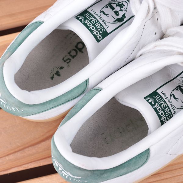 z2022 アディダス スタンスミス US9 1/2 27.5cm/白 ホワイト 緑 グリーン系 adidas STAN SMITH メンズ スニーカー 中古の画像8