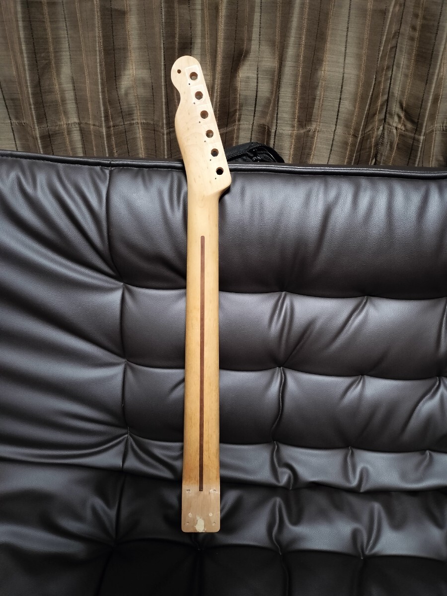1円 ギター ネック ノーブランド メイプル ストラトキャスター テレキャスター Fender タイプ 未塗装 ワンピース 自作 コンポーネント 改造の画像2