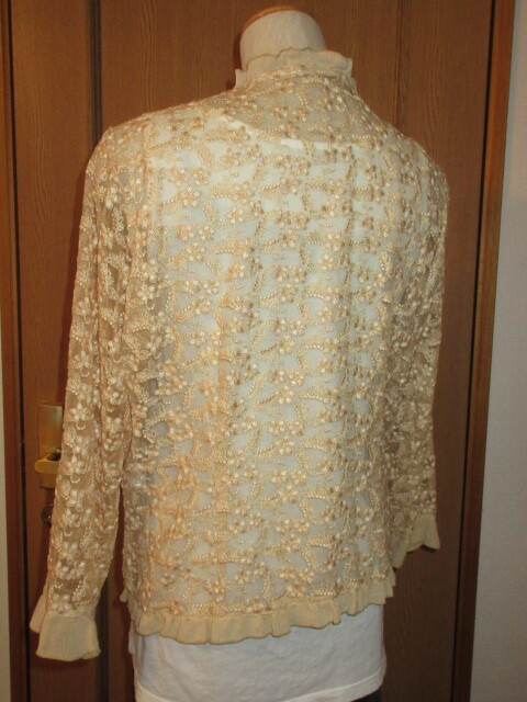 U)#[***]#sia-. total embroidery .. flower motif!# neck ~ out around & cuffs - unusual material frill!# stylish jacket #.../potechi-no manner 