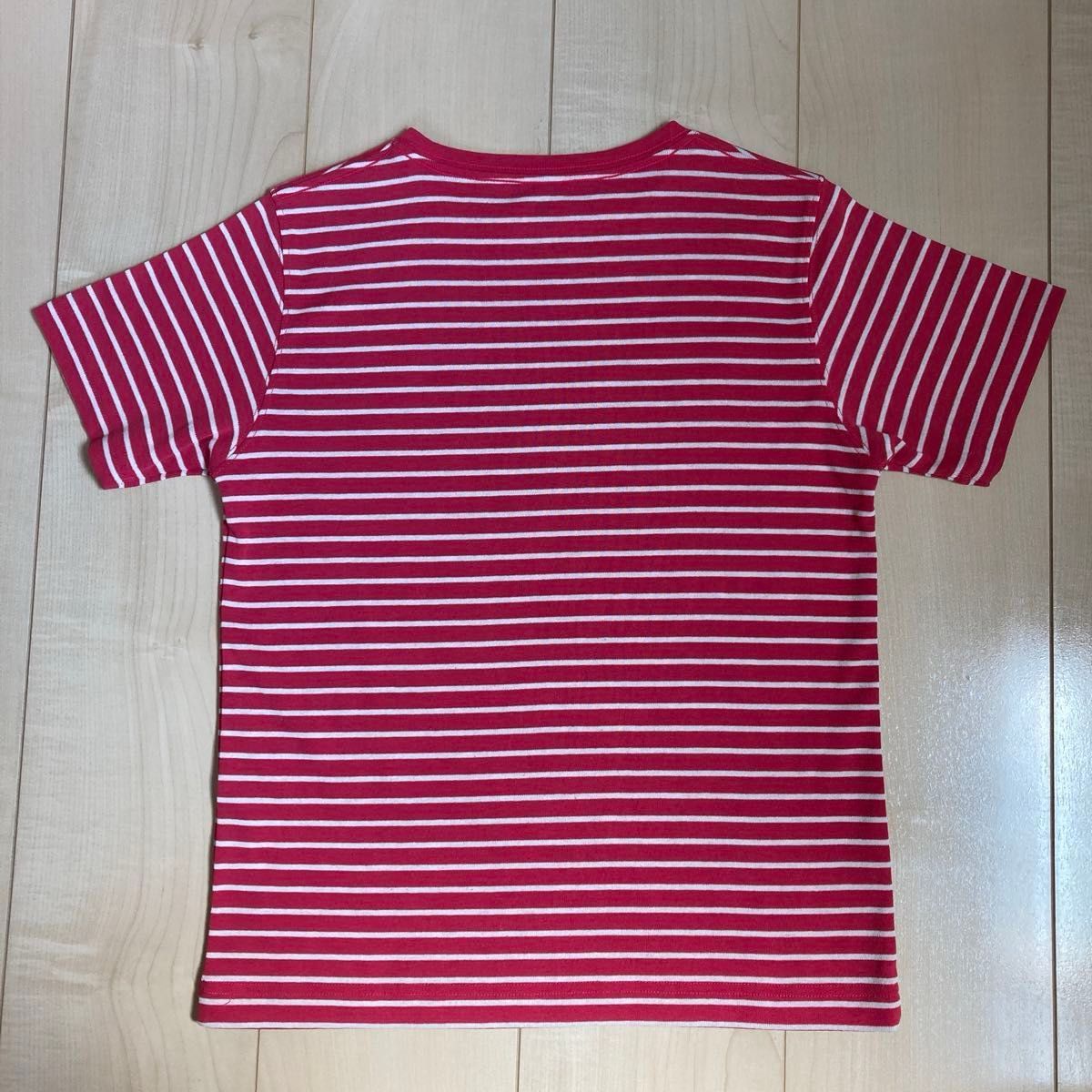 mont-bell モンベル キッズ ウイックロン ボーダーTシャツ 半袖Tシャツ サイズ140cm(小さめ)ピンク　1部分傷あり