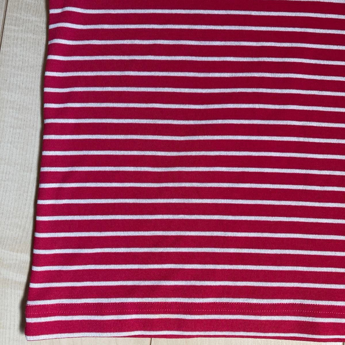 mont-bell モンベル キッズ ウイックロン ボーダーTシャツ 半袖Tシャツ サイズ140cm(小さめ)ピンク　1部分傷あり