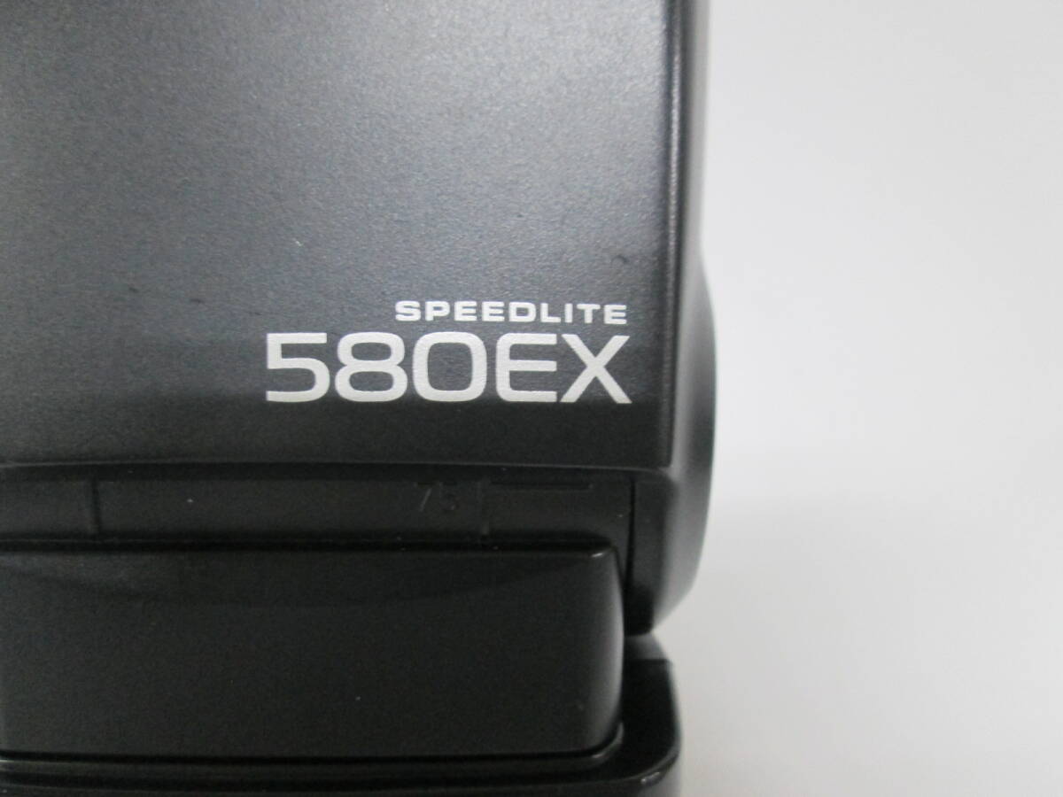 【h Y0949】 Canon SPEEDLITE 580EX スピードライト ソフトケース付き 通電・液晶表示OK 詳細動作未確認 ストロボ キャノン ジャンクの画像3