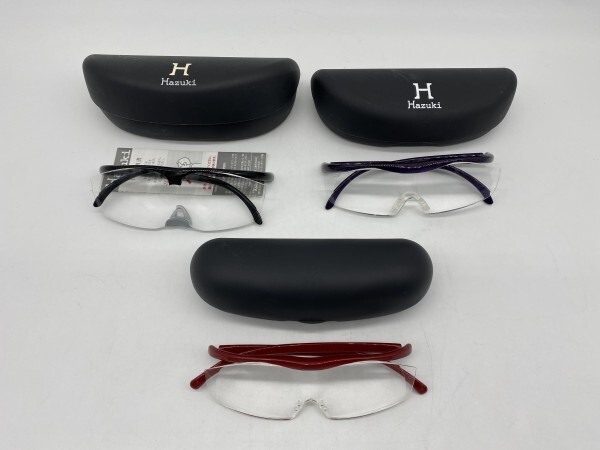 A5-128 ハズキルーペ Hazuki 3点まとめ 拡大鏡 眼鏡 老眼鏡 シニアレンズ 日本製 現状品_画像1