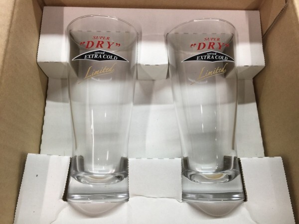A5-150　長期保管品　アサヒ スーパードライ ビアタンブラー 2個 ビールグラス レア 非売品 ペアグラス　高さ約16.3cm