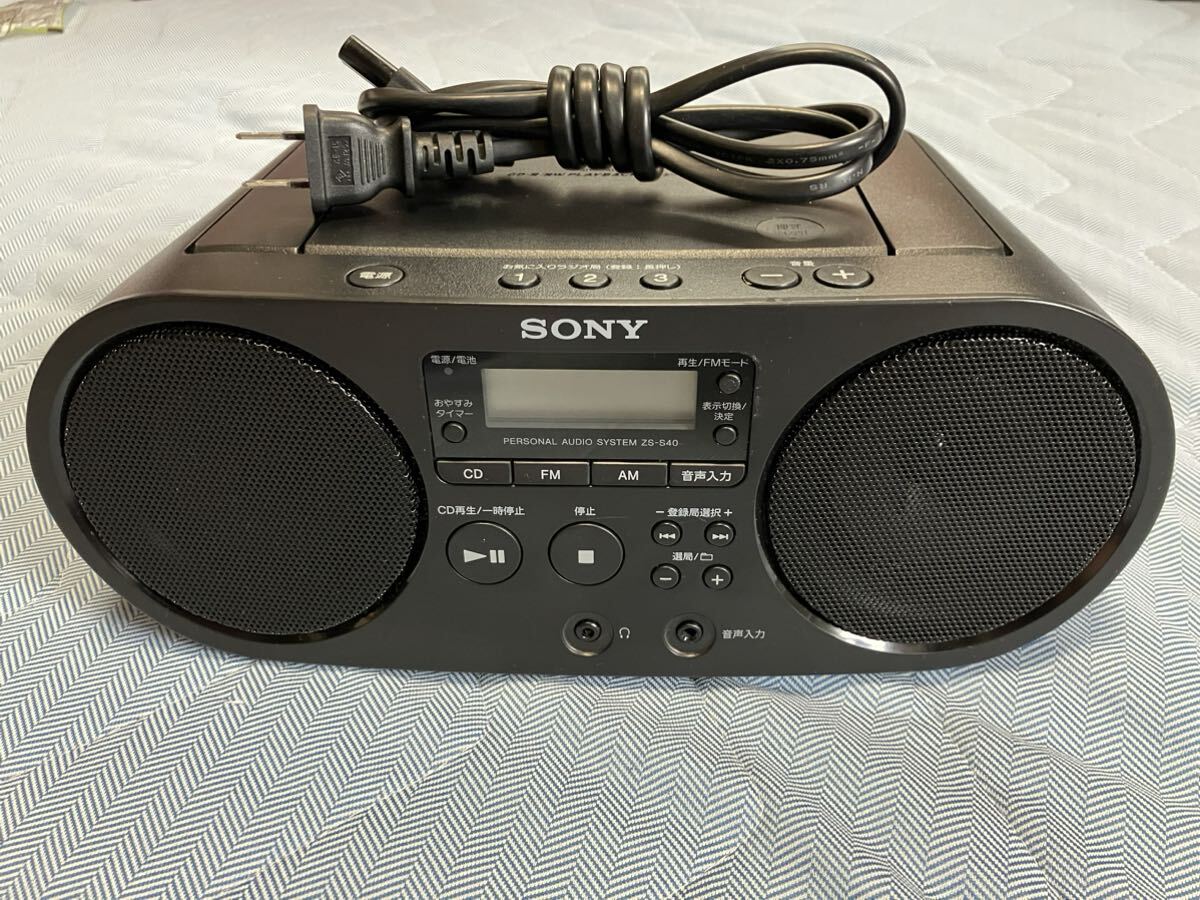 SONY ソニー ZS-S40 パーソナル オーディオ システム CDデッキ CD AM/FM ラジオ ブラックの画像1