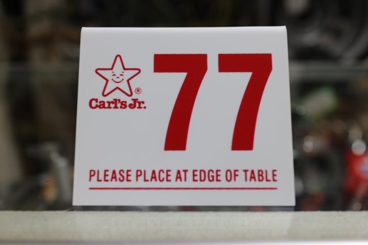 カールスジュニア 番号札 Carl's Jr. Table Tent Number [77] テーブルテントナンバー ローライダー インパラ USDM LOWRIDER IMPALA_画像1