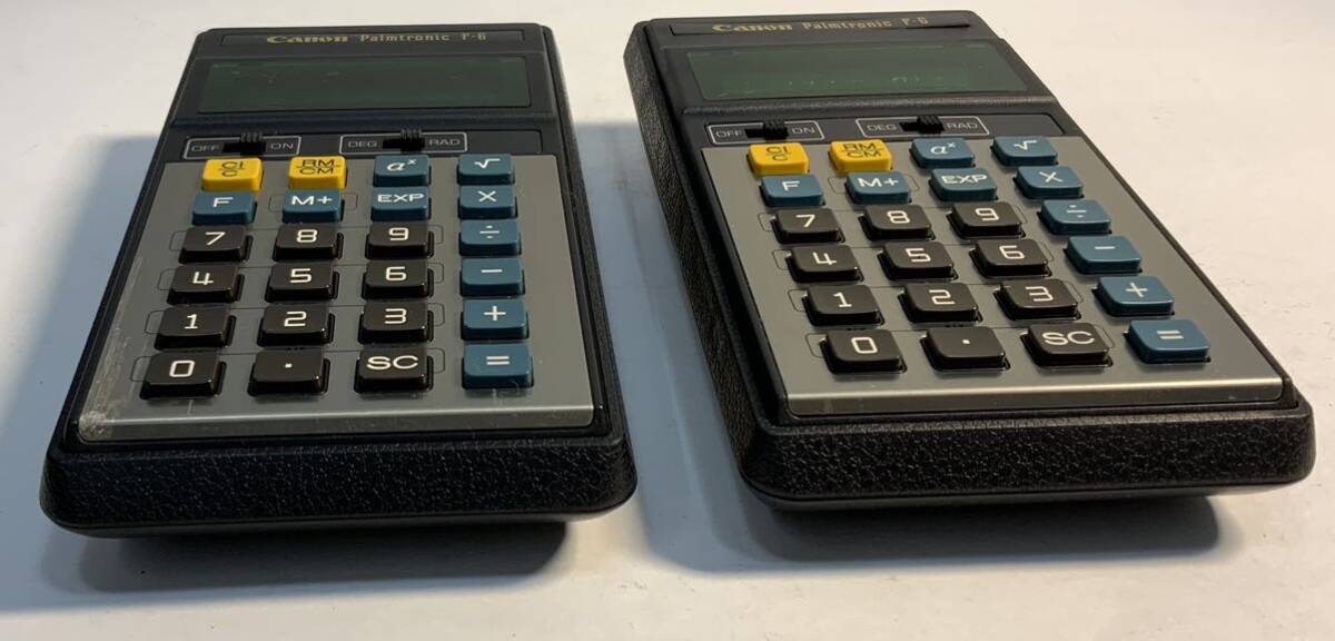 中古2個セットCANONキャノン キヤノン F-6 関数電卓 計算機 カバー説明書付 1970年代昭和レトロ ビンテージ 蛍光表示管 パームトロニク/520