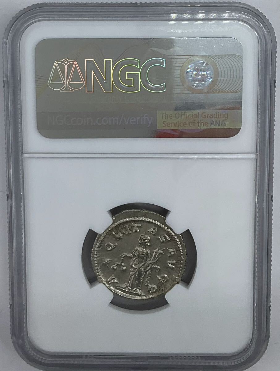 ダブルデナリウス銀貨 NGC 高鑑定 ★MS 5/5 4/5★古代ローマ帝国 皇帝フィリップ1世 古代コイン アンティークコイン シルバー スラブケース_画像2