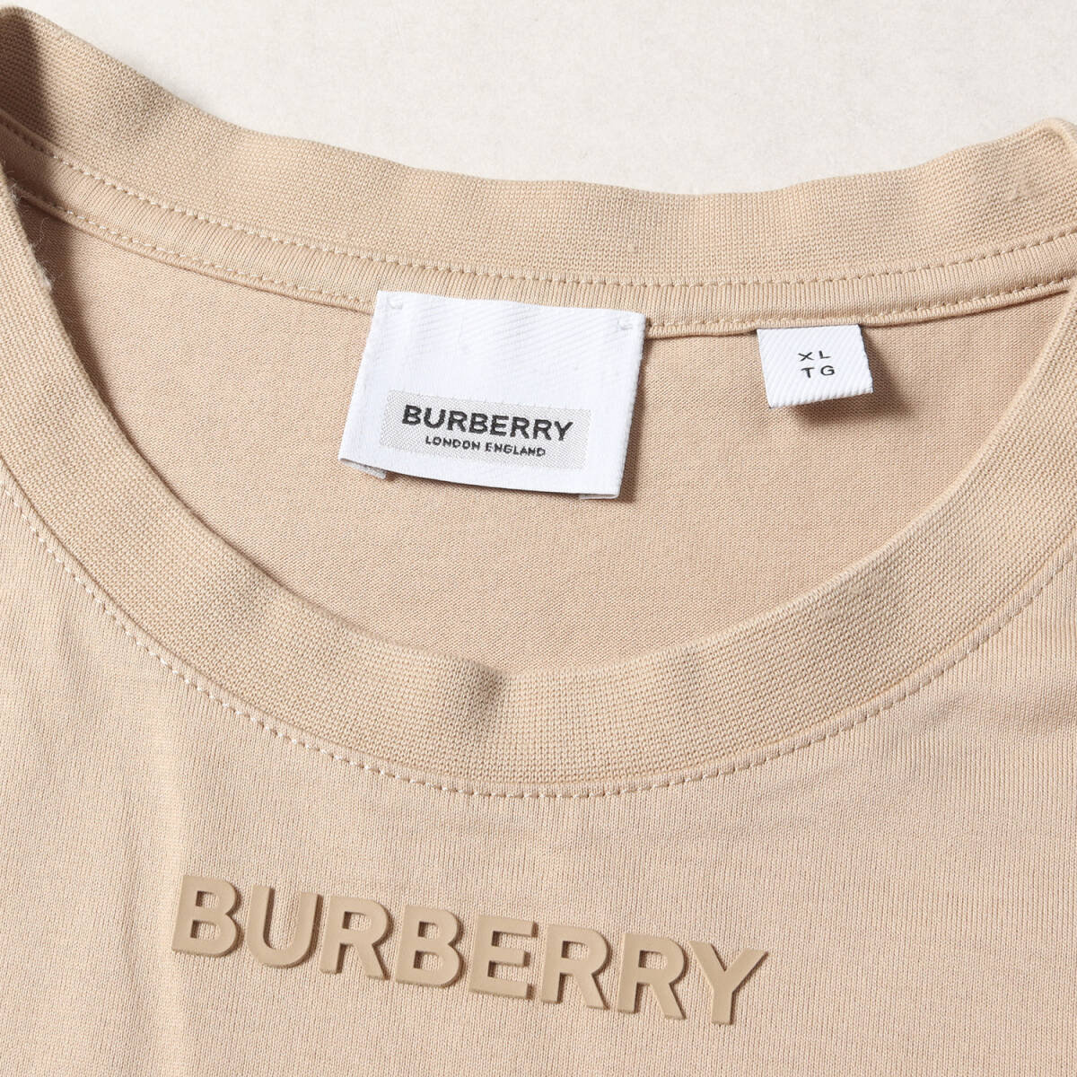 美品 BURBERRY バーバリー Tシャツ サイズ:XL 22SS ラバーロゴ バック グラフィック オーバー サイズ Tシャツ ビッグシルエット ベージュ_画像3