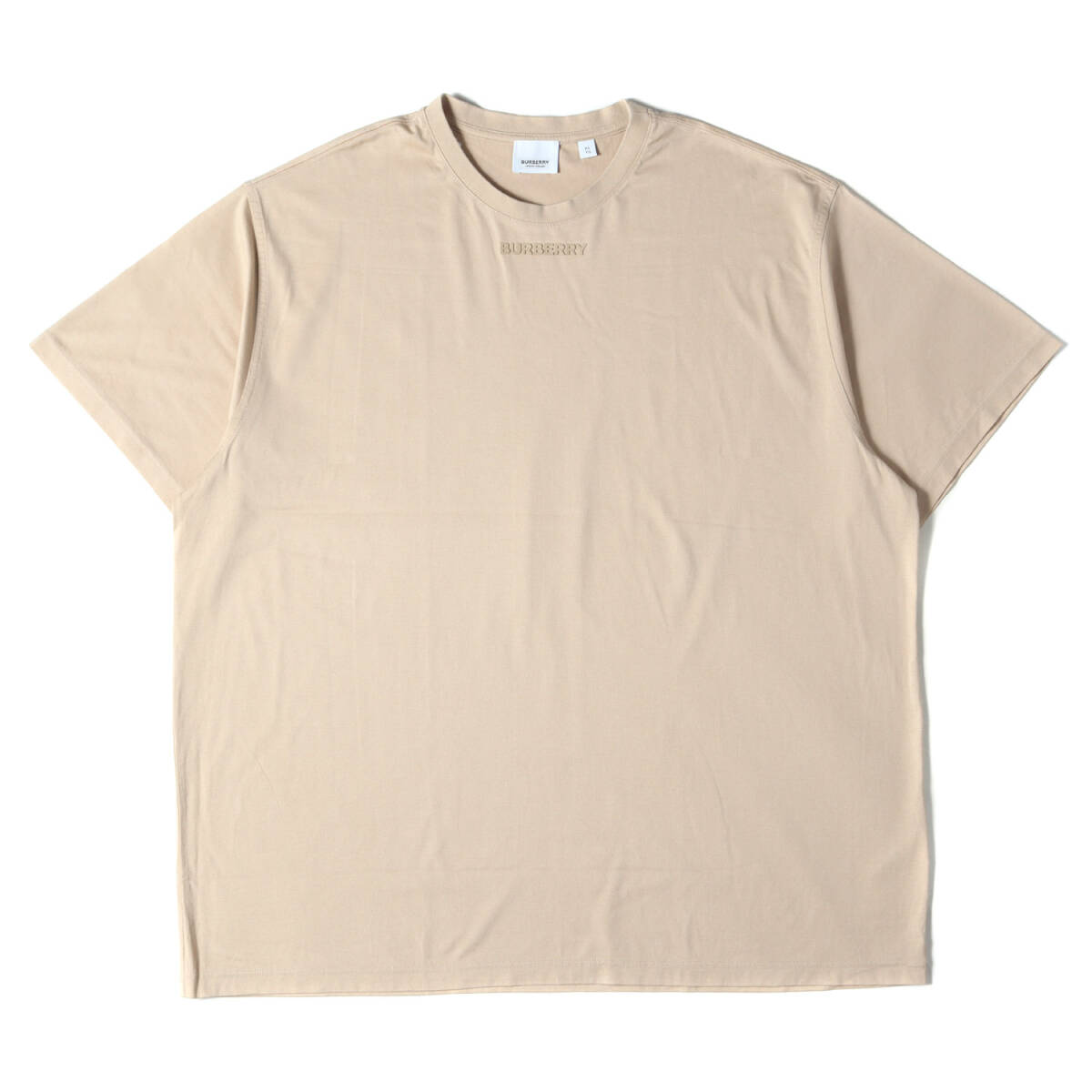 美品 BURBERRY バーバリー Tシャツ サイズ:XL 22SS ラバーロゴ バック グラフィック オーバー サイズ Tシャツ ビッグシルエット ベージュ_画像1