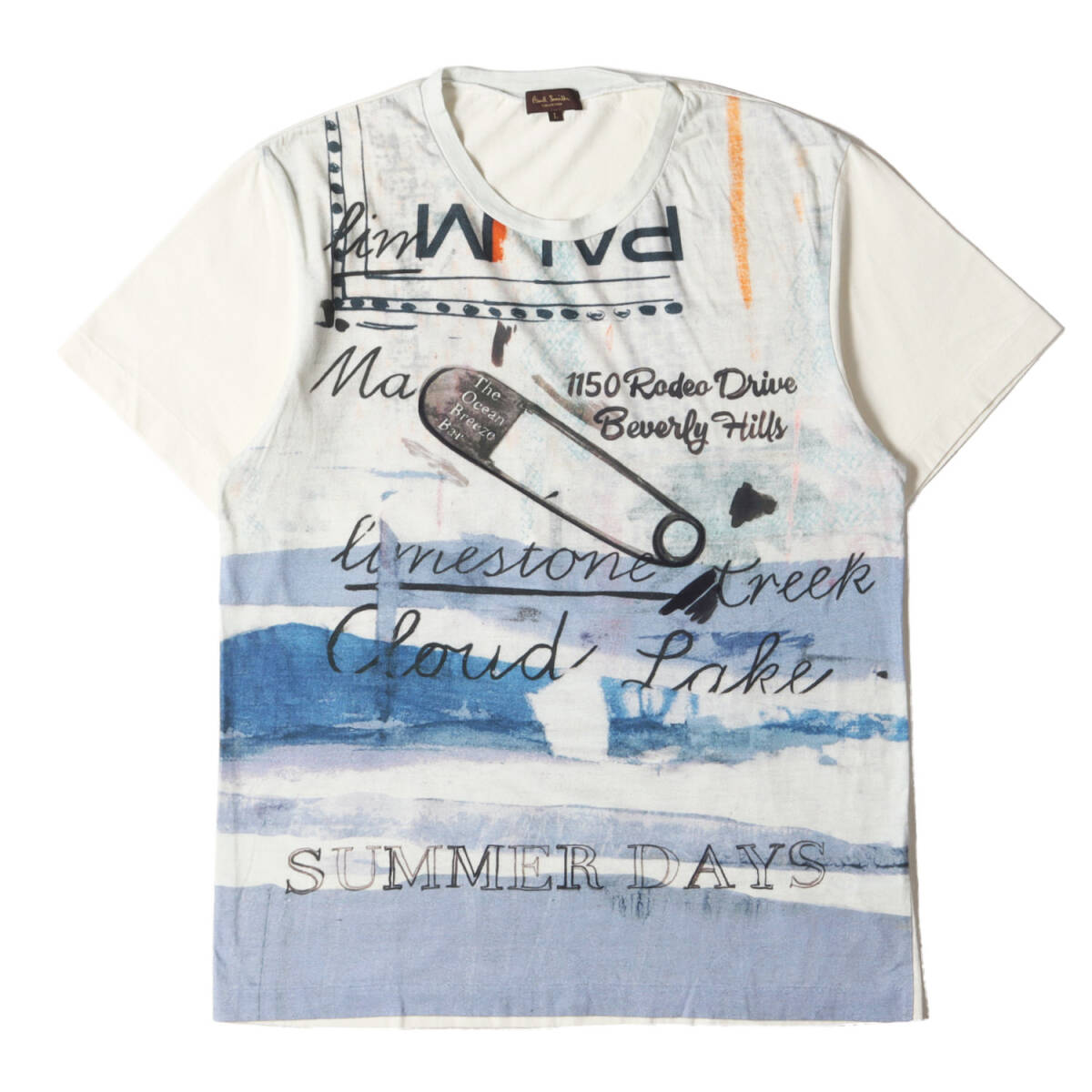 美品 Paul Smith ポールスミス Tシャツ サイズ:L マルチ グラフィック コラージュ プリント 164316 299M クルーネック 半袖 COLLECTION_画像1