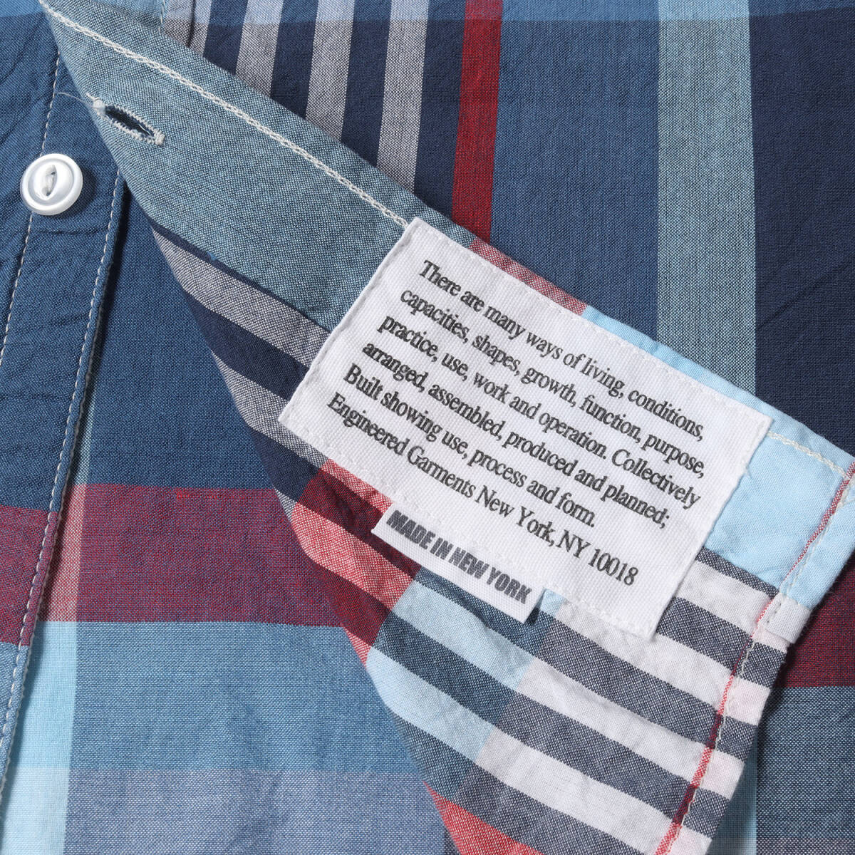 Engineered Garments シャツ サイズ:M マドラスチェック エルボーステッチ ワークシャツ ブルー レッド ホワイト アメリカ製_画像4