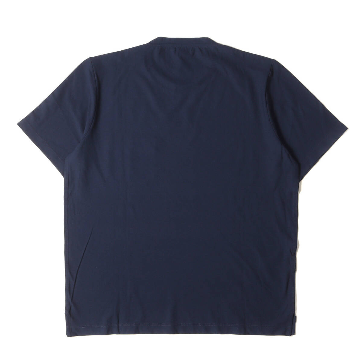 HERMES エルメス Tシャツ サイズ:XL 19SS Hショルダー ポケット ジャージー クルーネック 半袖Tシャツ 無地 ネイビー イタリア製の画像2