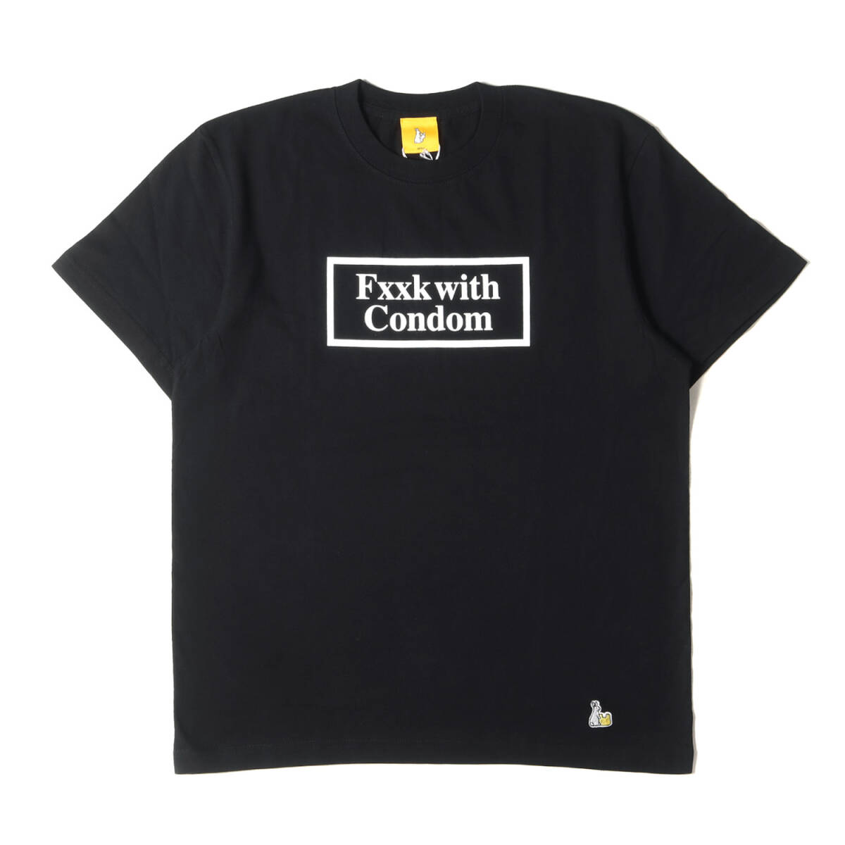 新品 FR2 エフアールツー Tシャツ サイズ:L Fxxk with Condom ロゴ クルーネック 半袖Tシャツ ブラック 黒 トップス カットソー_画像1