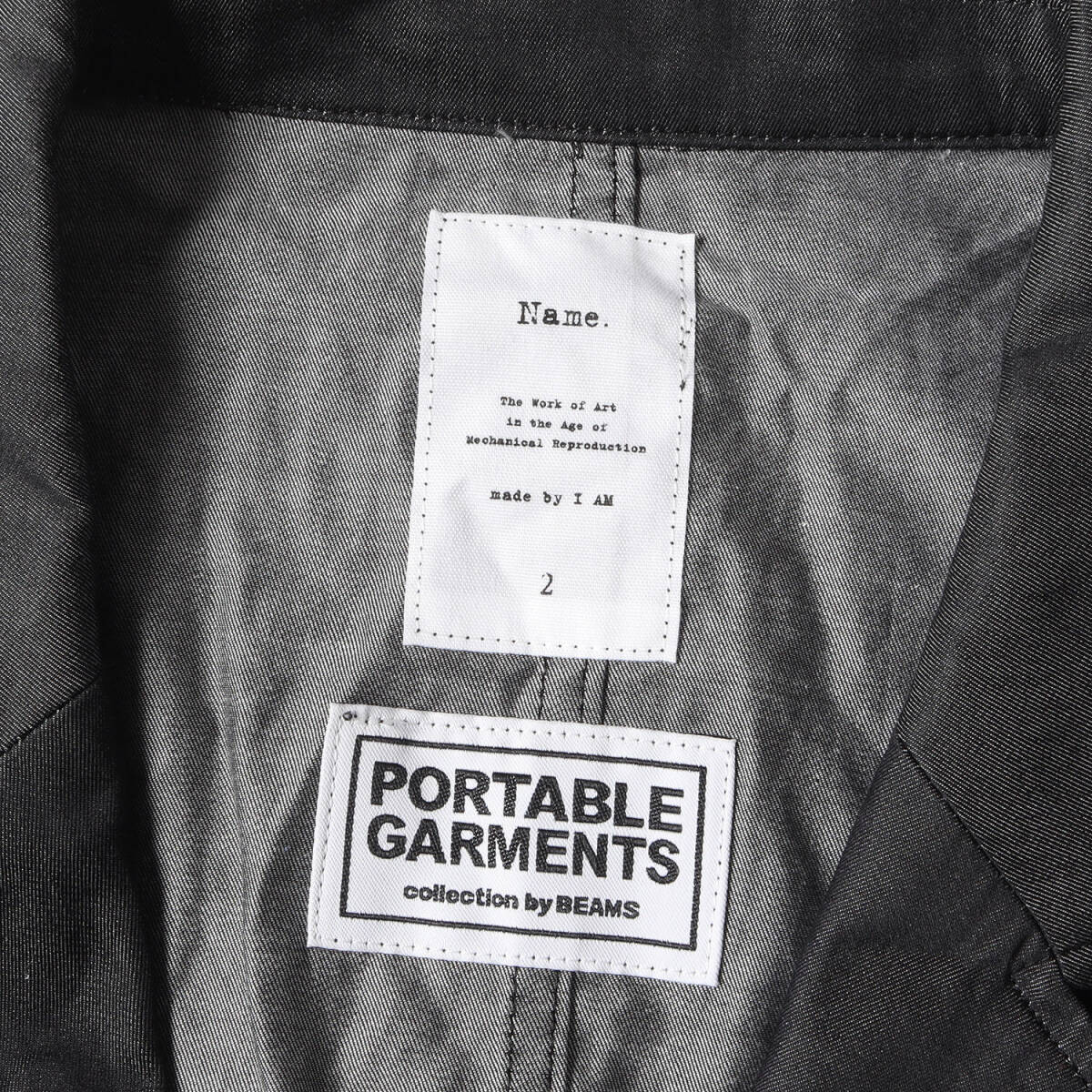 美品 Name. ネーム ジャケット サイズ:2 BEAMS 別注 PORTABLE GARMENTS シャンブレー テーラードジャケット ブラック 黒 ビームス コラボ_画像3