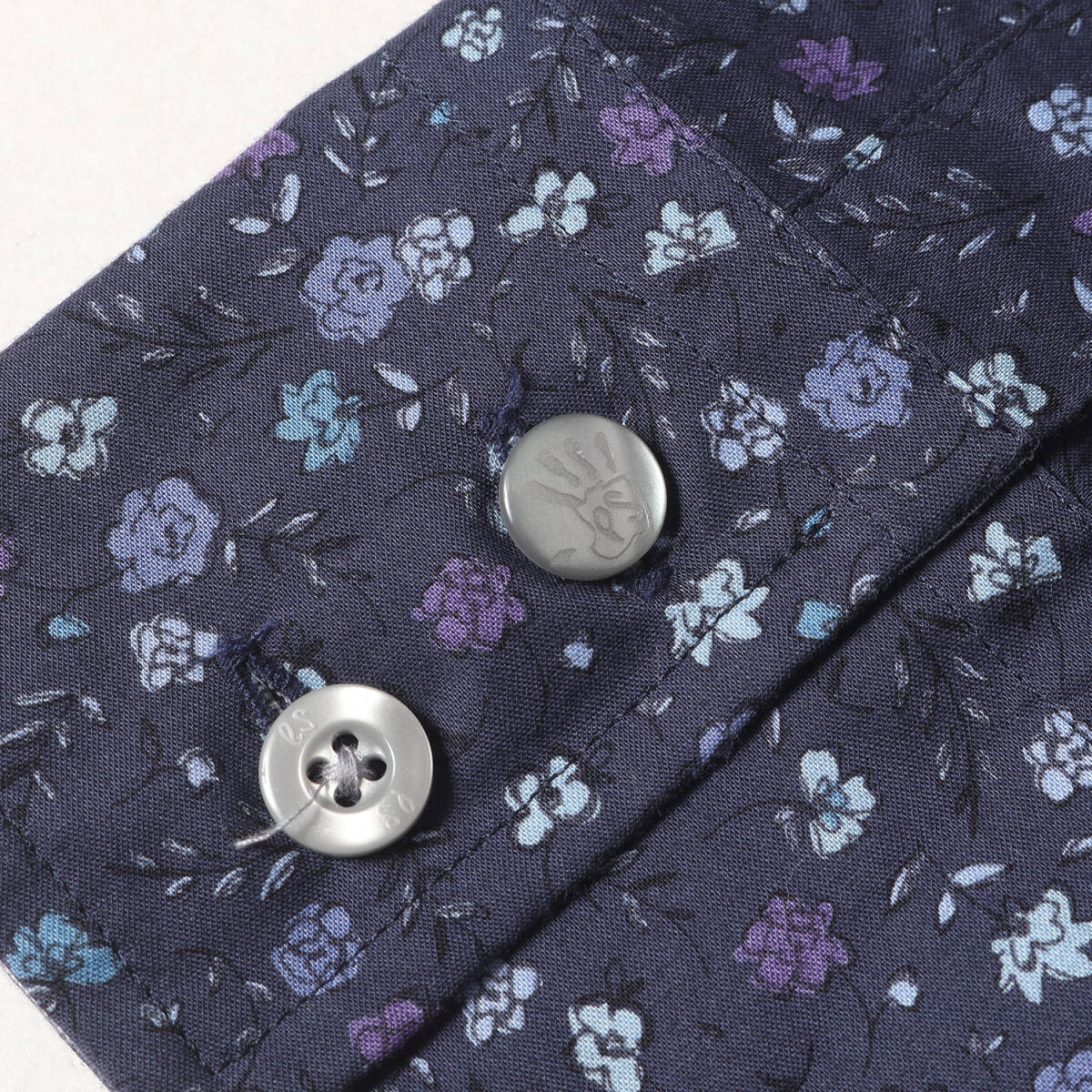 Paul Smith ポールスミス シャツ サイズ:XL グラフィック フローラル ドレスシャツ 長袖 花柄 総柄 PS ネイビー ブルー パープル 日本製の画像4