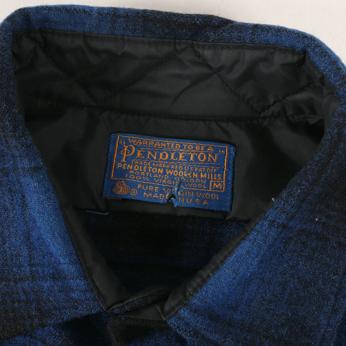 PENDLETON ペンドルトン シャツ サイズ:M 70s オンブレチェック ウール 長袖シャツ ブルー ブラック 青黒 70年代 ヴィンテージ 古着_画像3