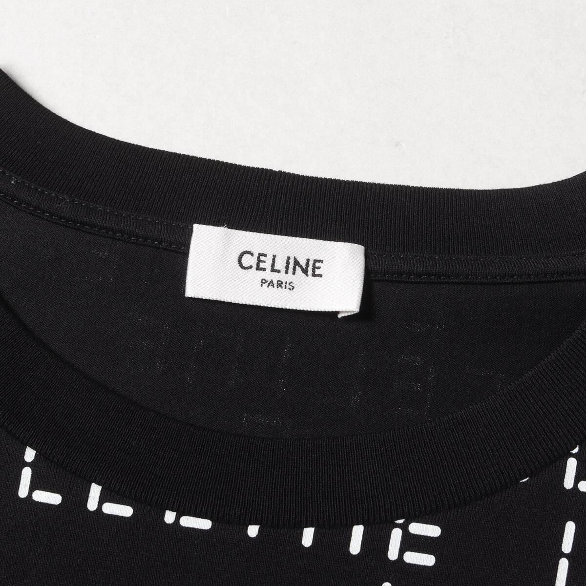 美品 CELINE セリーヌ Tシャツ サイズ:S 22AW デジタル ロゴ プリント ルーズ クルーネック 半袖Tシャツ 総柄 ブラック イタリア製_画像3