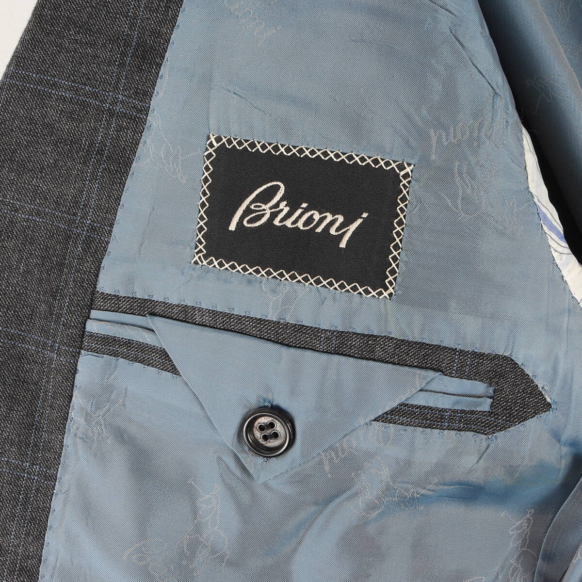 Brioni ブリオーニ サイズ:48 ウインドウペンチェック テーラードジャケット / スラックス / セットアップ スーツ グレー イタリア製_画像6
