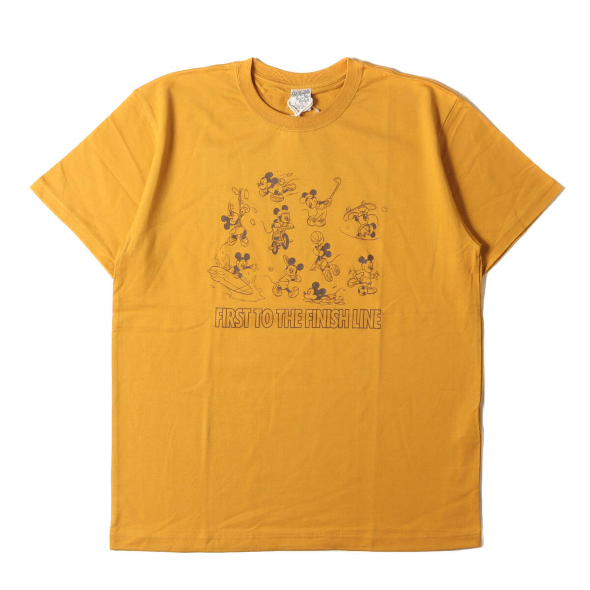 新品 CALEE キャリー Tシャツ サイズ:L 21SS Disney ミッキーマウス Tシャツ Multi Player T-Shirt マスタード ディズニー コラボの画像1