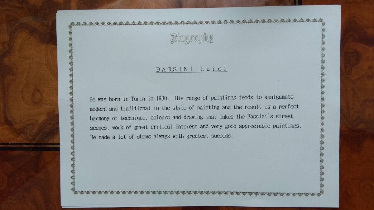 真作ルイージ　バッシーニ　Luigi Bassini 【セーヌ河岸風景】　油彩画　２０F　額付 　イタリア人人気画家 _画像7