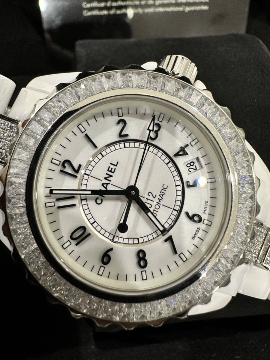 極美品 CHANEL J12 38ミリ白 H0970 正規品 超高級メンズ腕時計 自動巻 フルアフターベルト、ベゼル新品 1スタ  の画像9