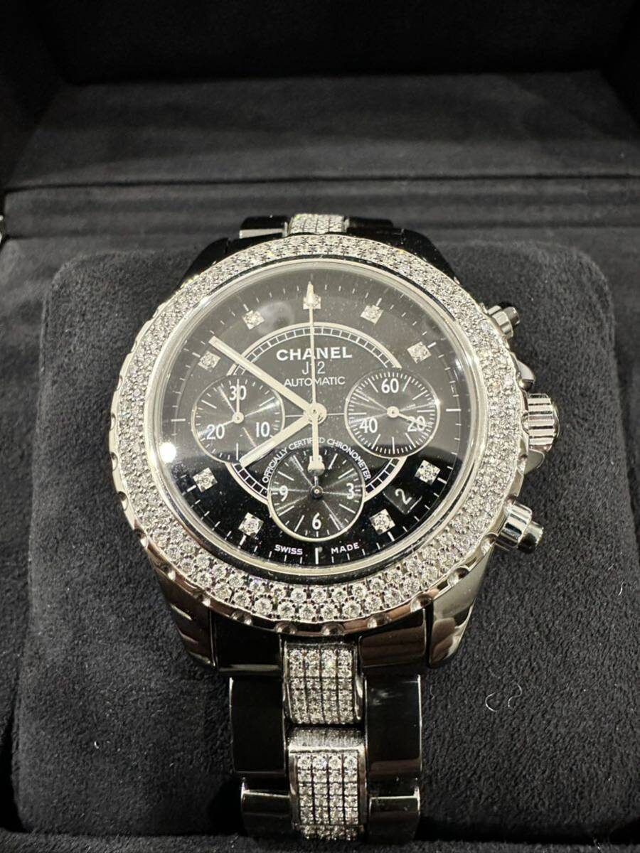  оригинальный diamond CHANEL J12 41 мм Chrono супер высококлассный полный diamond мужские наручные часы 9P diamond оценочная форма приложен 1 старт H 2419 Chanel 