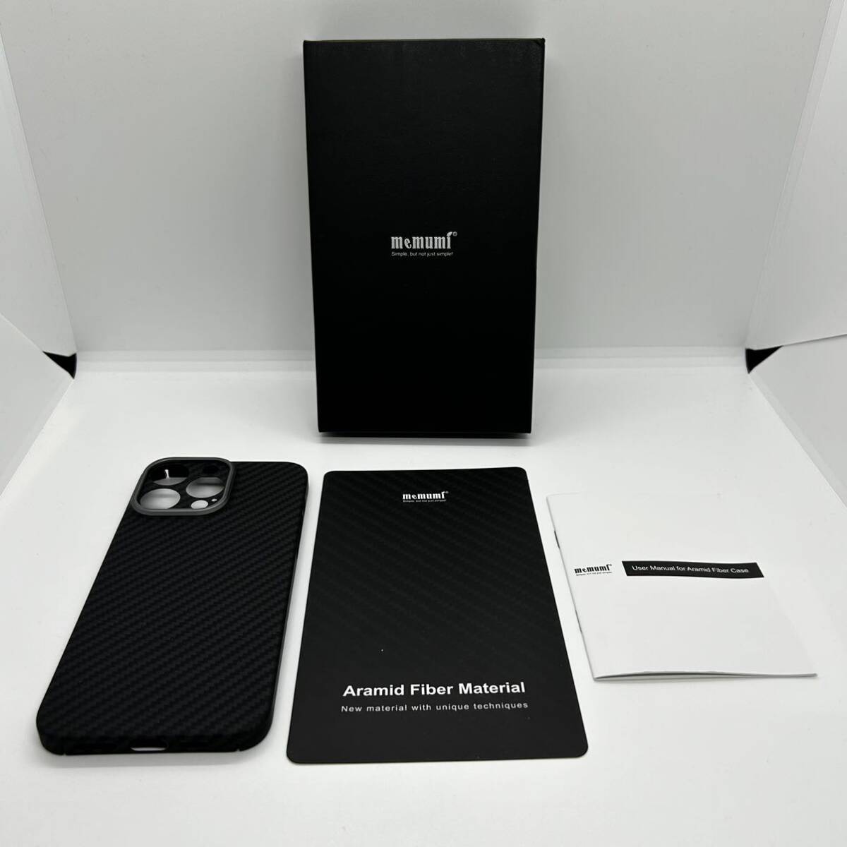 送料無料 iPhone 15 Pro Max対応アラミド繊維ケース memumi 0.5mm極薄 耐衝撃 全面保護カバー ワイヤレス充電対応 6.7インチ ブラックの画像7