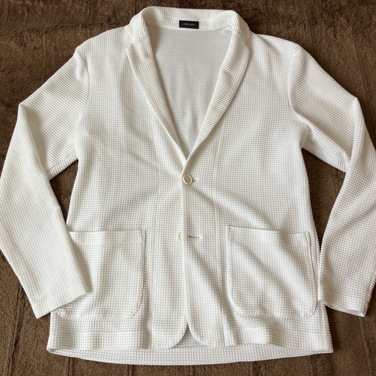 1回利用 ジョゼフオム 48 L ホワイト ジャケット ライトタックジャージー 数回の利用 ジョゼフオム 48 ライトタックジャージー 白