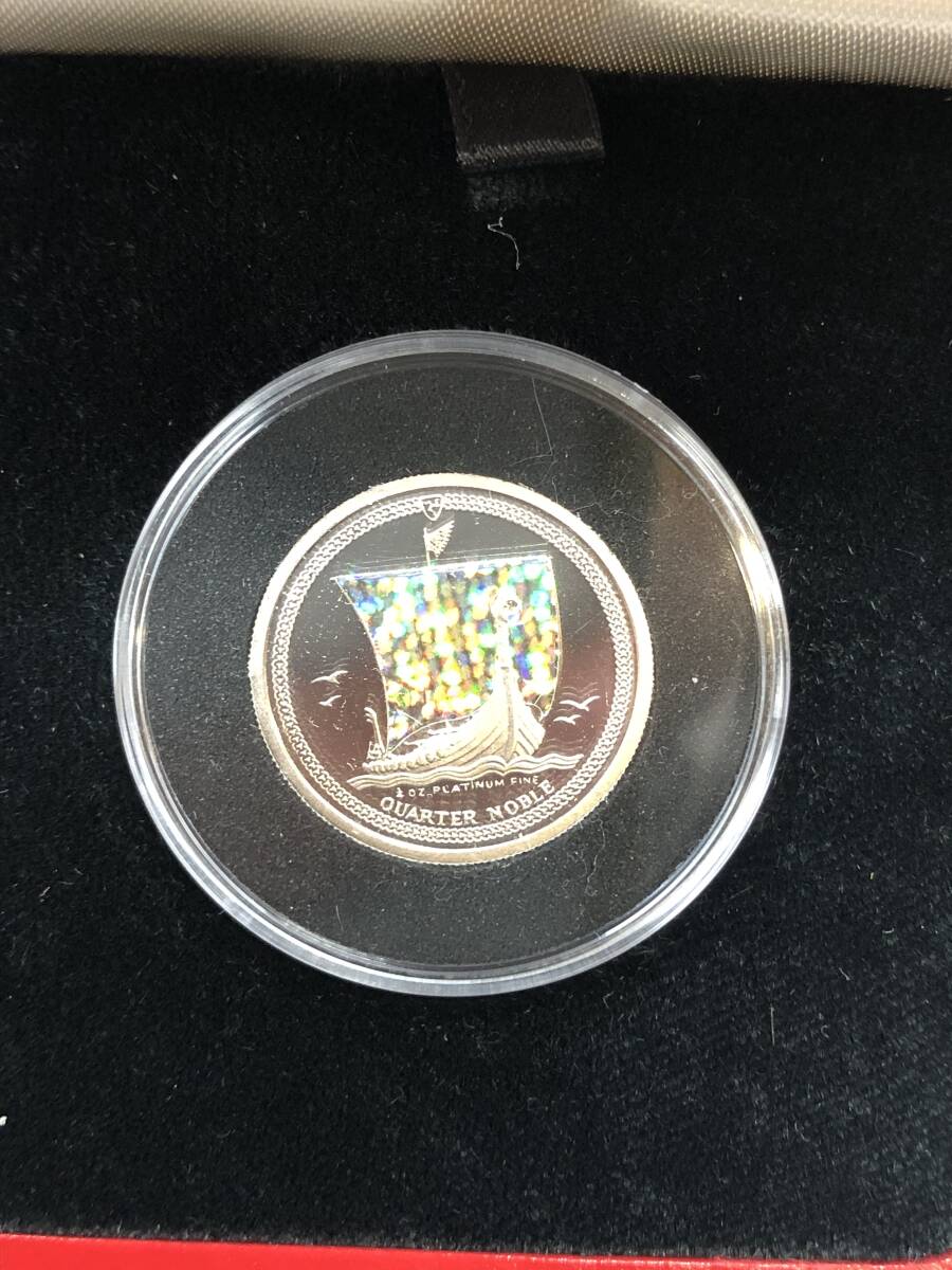 ノーブル プラチナ コイン 1996 1/4 オンス マン島 ケース付き ホログラムの画像2