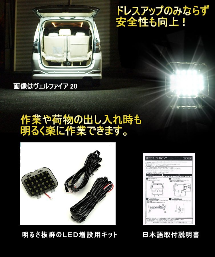 【売切り】ホンダ ステップワゴン RK/RG系 ラゲッジランプ LED増設キット バックドアLED ルームランプ 白/ホワイト 室内灯 ルーム球_画像2