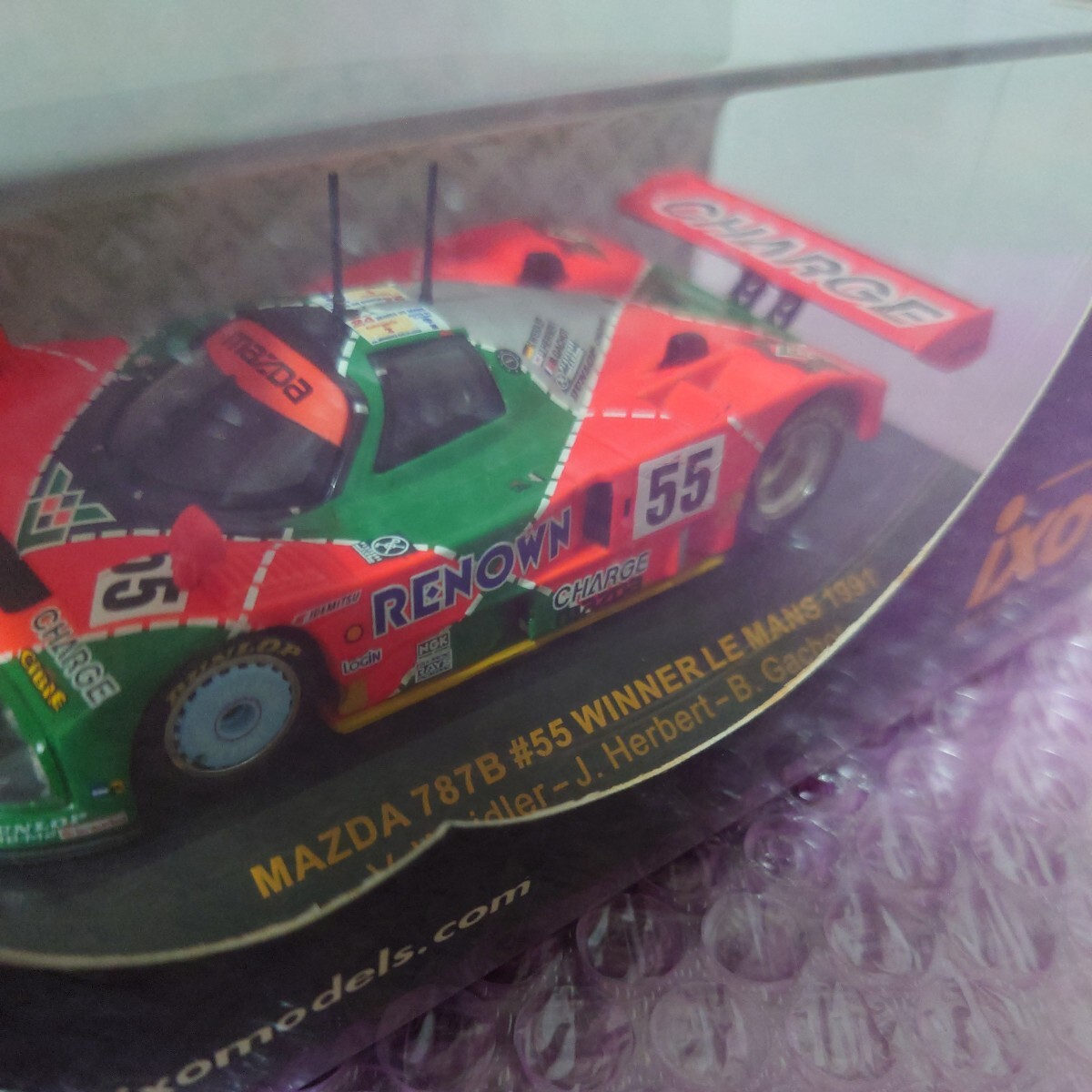 ixo イクソ 1/43 LMC023 MAZDA 787B #55 WINNER LE MANS 1991 (オレンジ×グリーン) マツダ ルマンレナウン レーシングミニカーの画像5