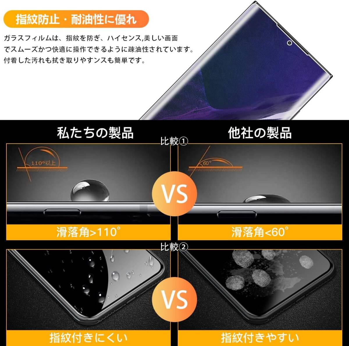 対応 Galaxy Note20 Ultra 【2+2枚セット 指紋認証対応】 用 Galaxy Note20 Ultra ガラ_画像5