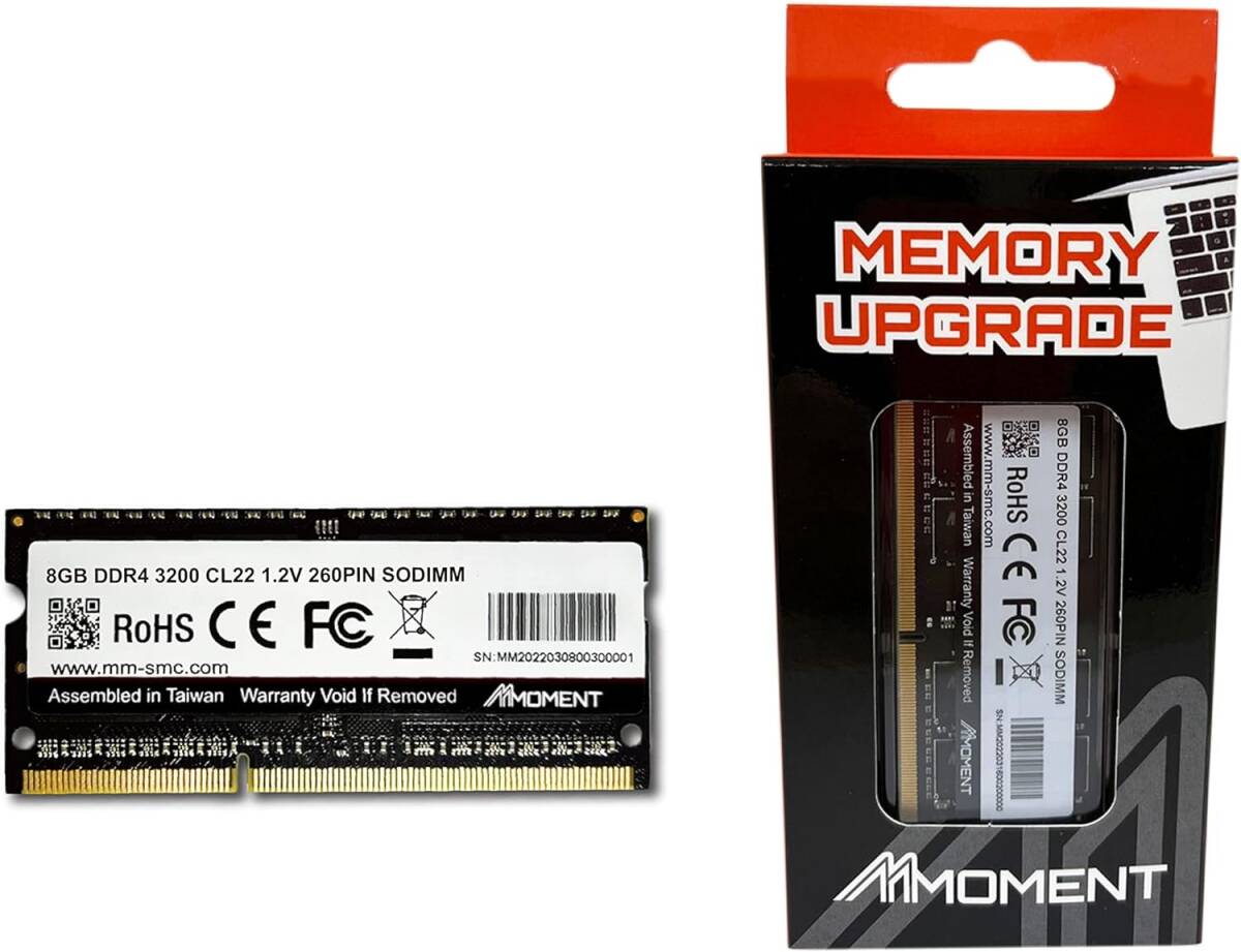 3200MHz 8GB MMOMENT DDR4 8GB 3200Mhz SODIMM ノートPC用メモリ (CL22/1.2V/