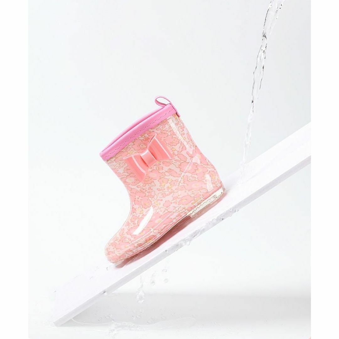 19cmレインシューズ レインブーツ 長靴 ピンク リボン 女の子 雨靴 キッズ　子供　雨具　靴　ブーツ_画像4