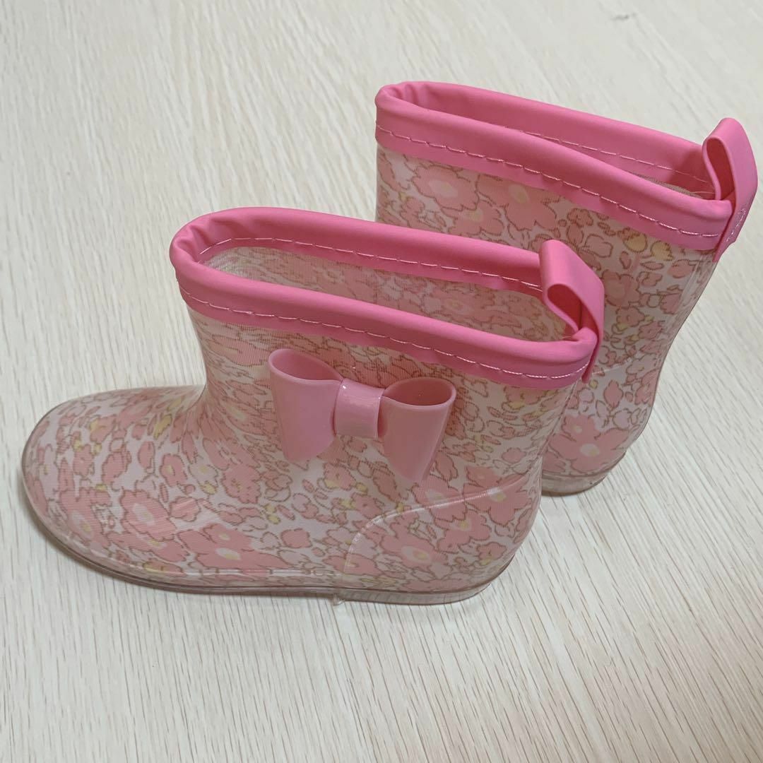 19cmレインシューズ レインブーツ 長靴 ピンク リボン 女の子 雨靴 キッズ　子供　雨具　靴　ブーツ_画像9