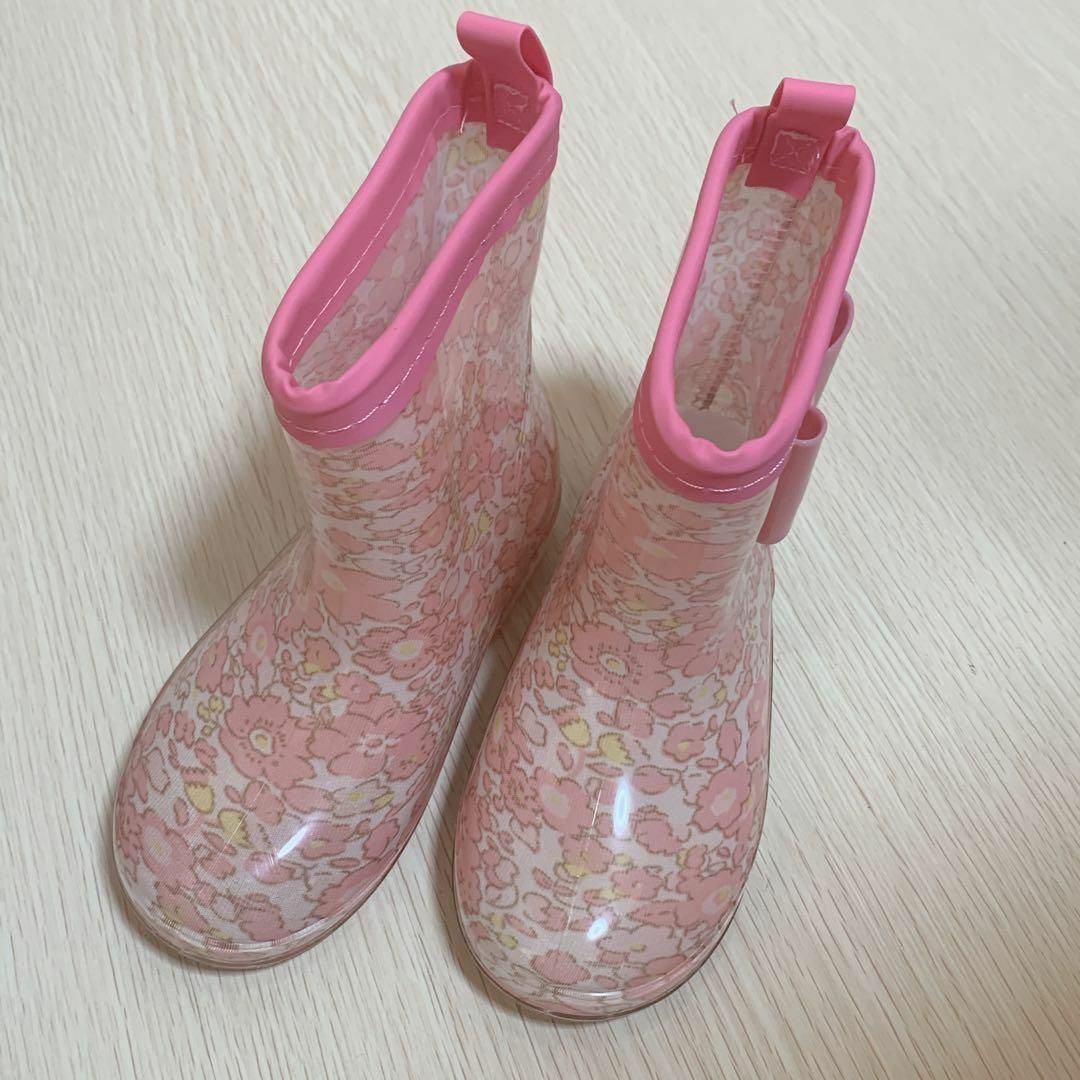 17cmレインシューズ レインブーツ 長靴 ピンク リボン 女の子 雨靴 キッズ 子供　雨具　靴　ブーツ_画像10