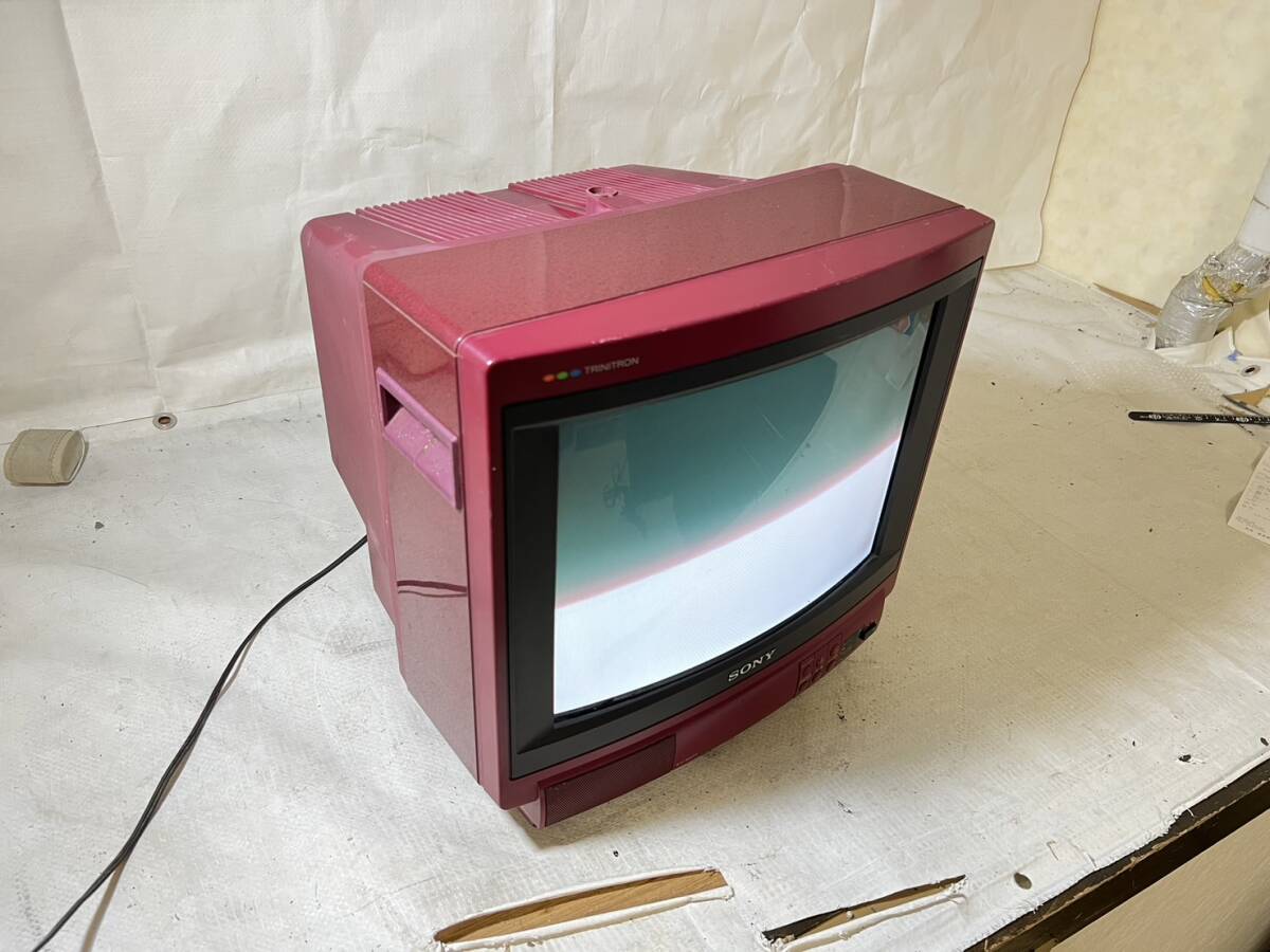 当時物 SONY ソニー ブラウン管テレビ トリニトロン TRINITRON KV-16GT1 希少 レッド 87年製1-6月 楽55の画像1