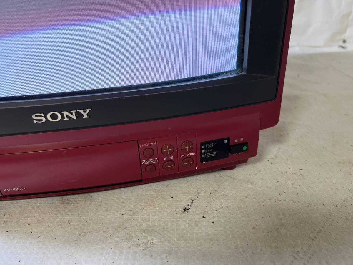 当時物 SONY ソニー ブラウン管テレビ トリニトロン TRINITRON KV-16GT1 希少 レッド 87年製1-6月 楽55の画像4