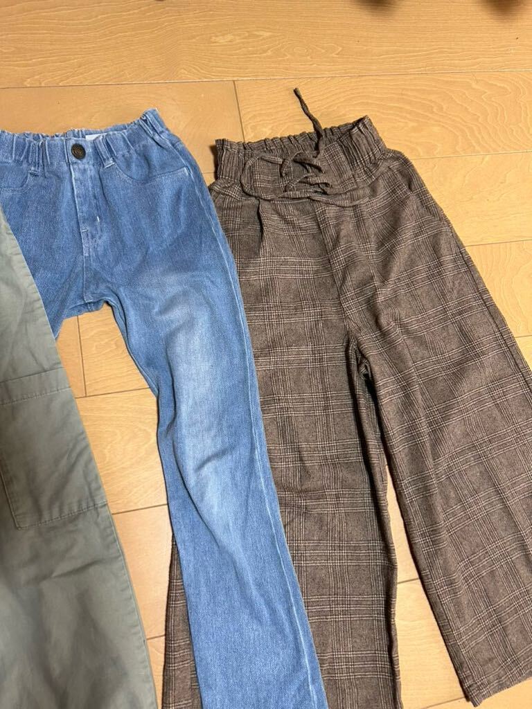 女の子デニムサロペットショートパンツ140-150くらいまとめて5着子供服 UNIQLOグローバルワークGUなどユニクロ 福袋 キッズ ハーフパンツ_画像4