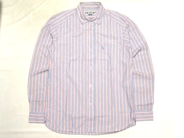 美品 bal Thick & Thin Stripe STRIPE BD Shirt Mサイズ ストライプ シャツ Blue ブルー バル オリジナル bal Original_画像2