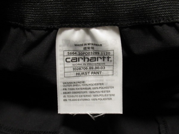 極美 21SS Carhartt WIP Hurst Pant Mサイズ ハースト パンツ リップストップ ナイロン Black ブラック カーハート ワークインプログレスの画像9